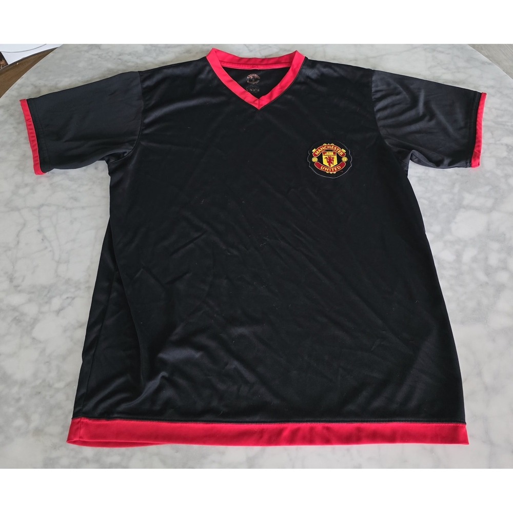 Manchester United FC Soccer‎ Jersey Black Red Short Sleeve Size Medium